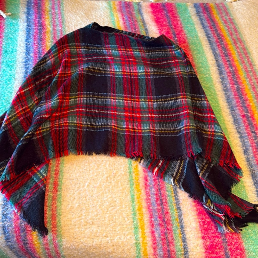 Tartan Plaid poncho shawl sweater